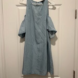 Topshop Denim Mini Dress in Light Blue